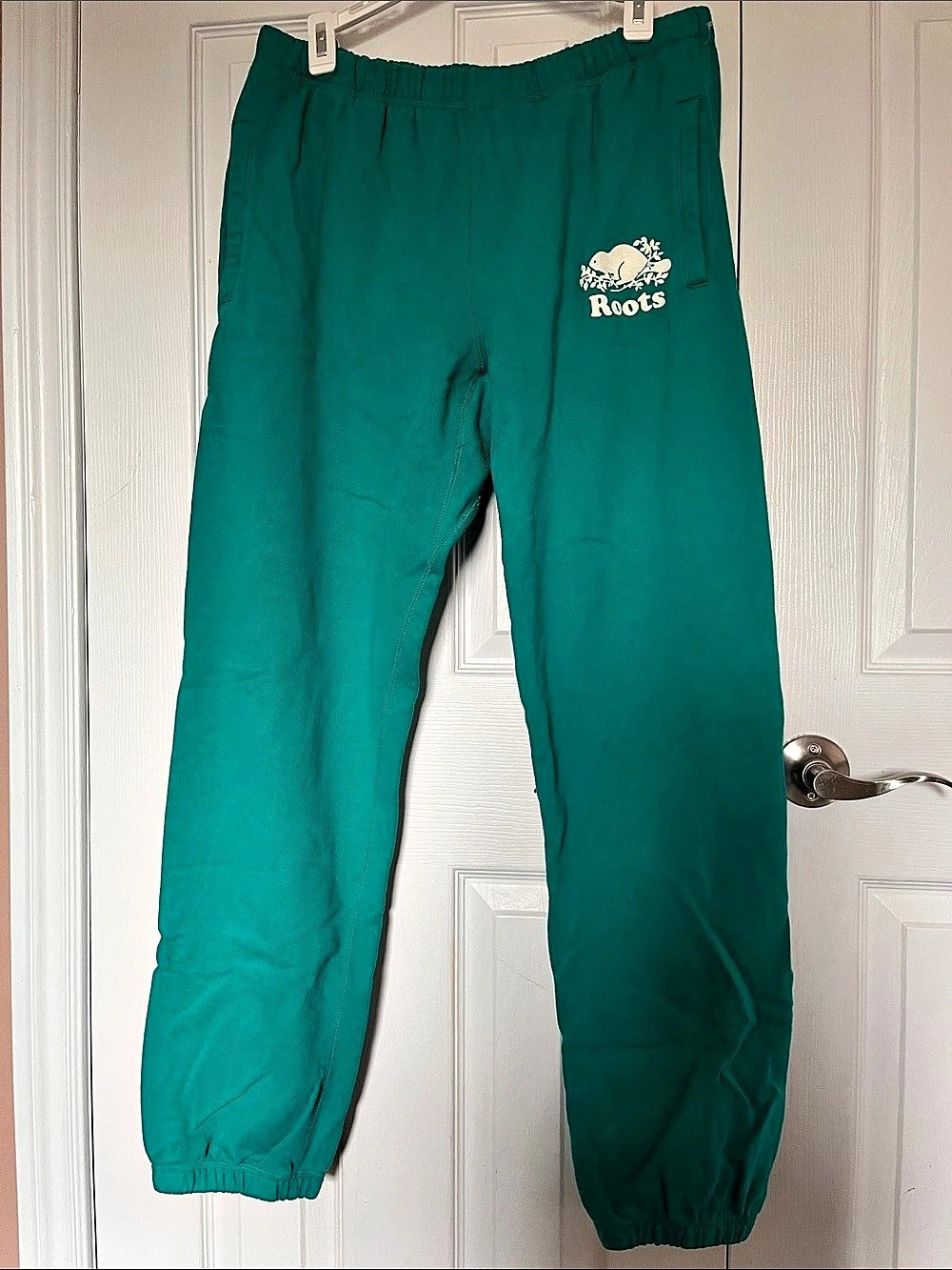 Roots Original Sweatpants Green Joggers Size Large
